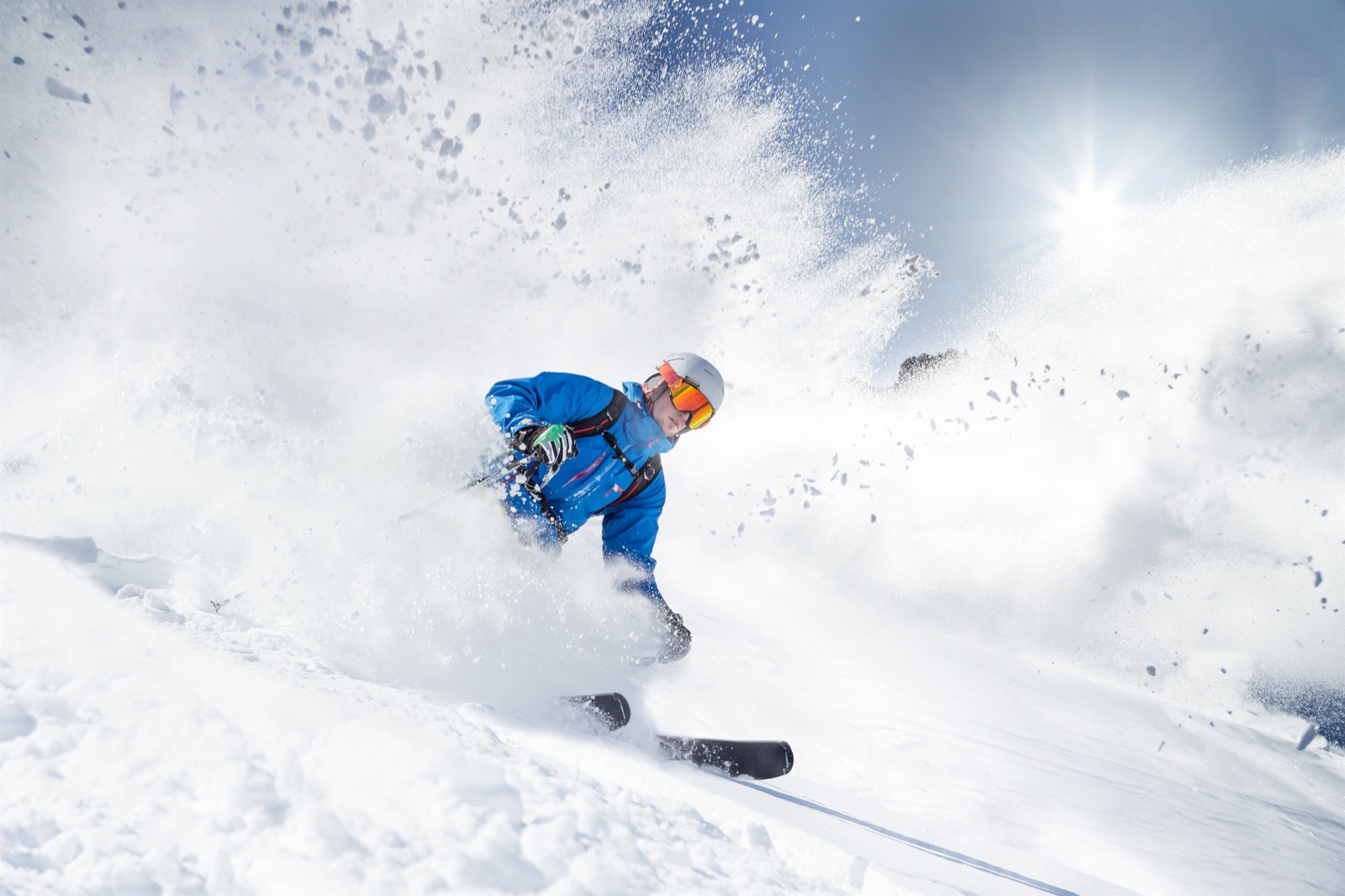Skiers on a snowy slope at Mt. Bachelor