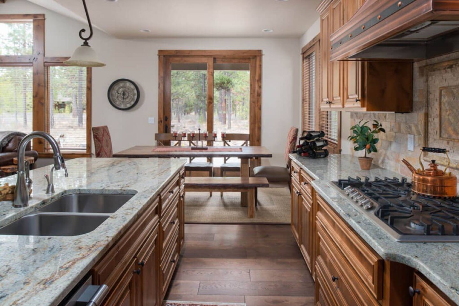 Kitchen and dining area leading to the back patio